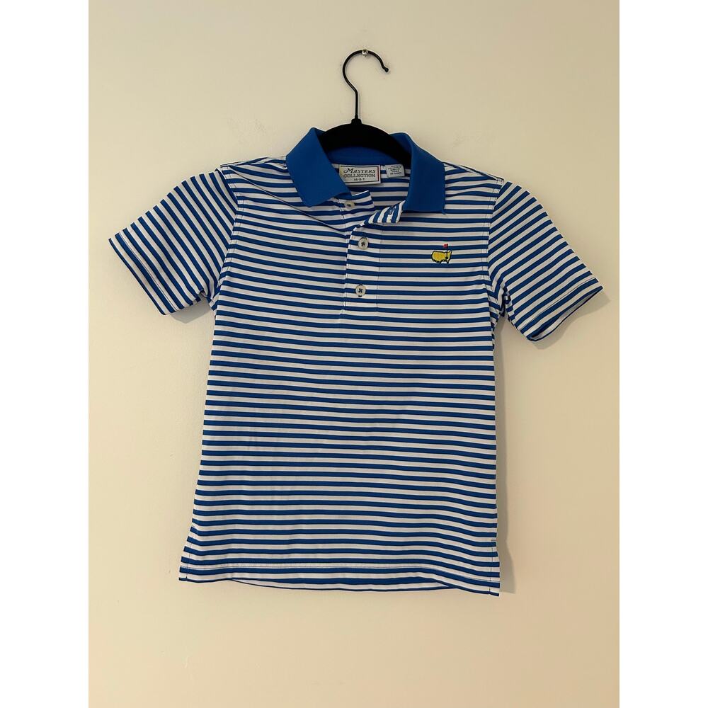 Masters Collection Athletic Polo Golf Blue White Stripe Little Boys XS (5-7)